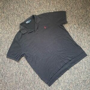 Vintage Polo Ralph Lauren Mens Large Black Short Sleeve Pique Polo Shirt Red